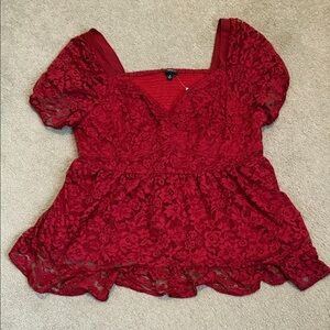 Torrid Red Lace Blouse